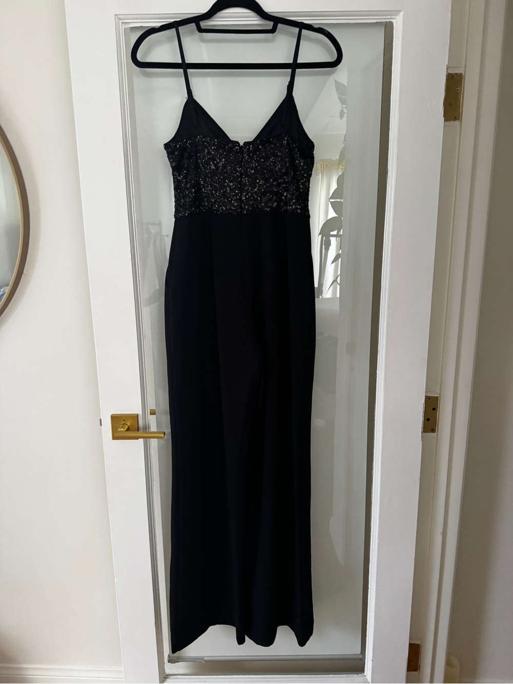Eliza J Black Strappy Sequin Bodice Jumpsuit Size 2 - Picture 3 of 6
